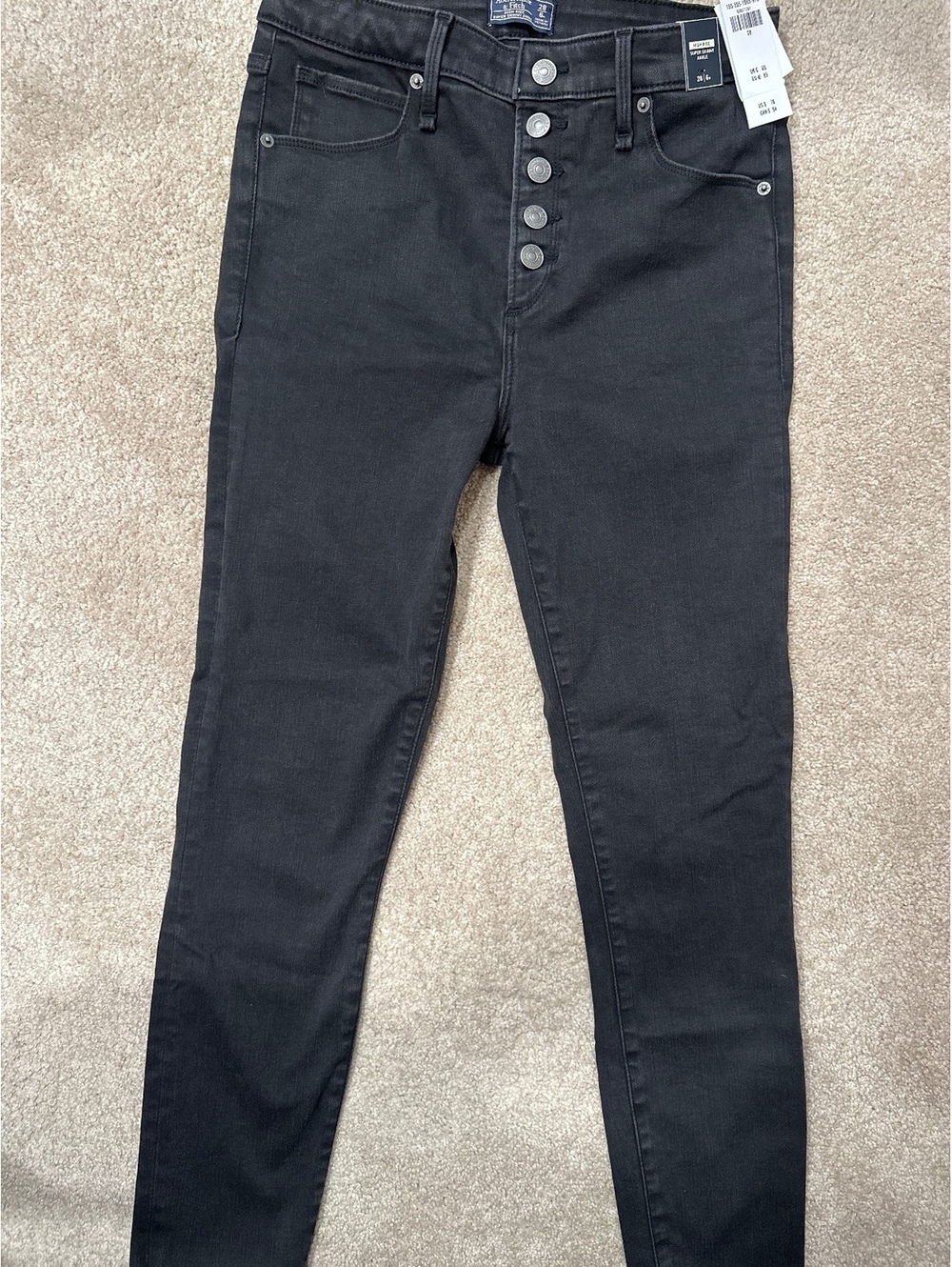 (5)Abercrombie & Fitch High Rise Super Skinny Ankle Jeans Black Size 28